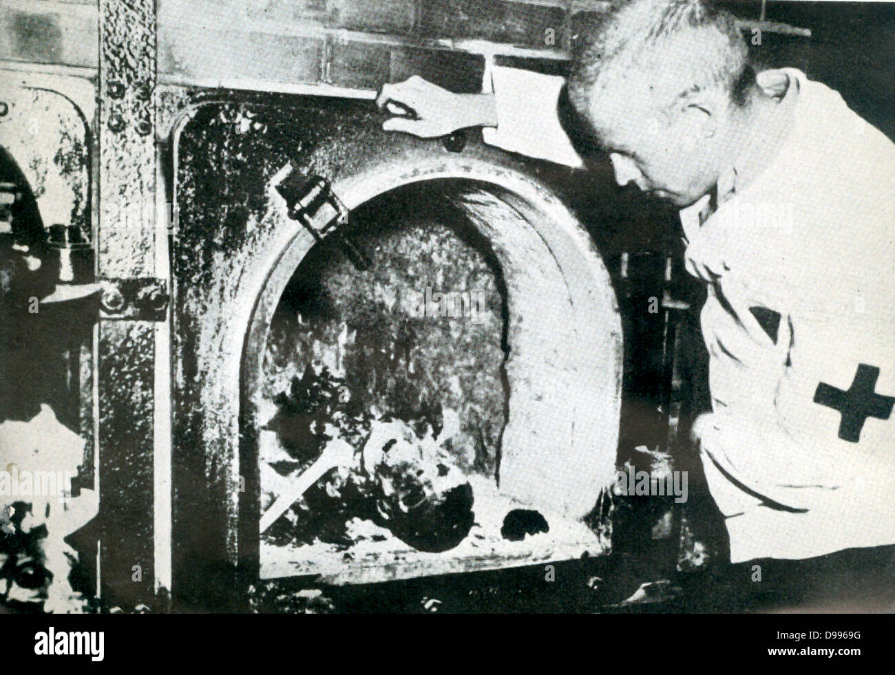 Einer der Öfen Krematorium Buchenwald. Stockfoto