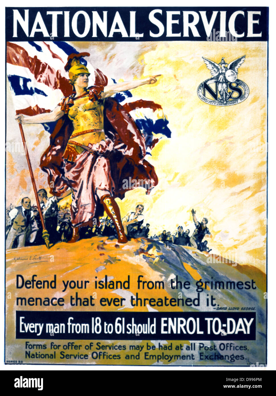Ersten Weltkrieg britische Rekrutierung Plakat, um 1915 Stockfoto