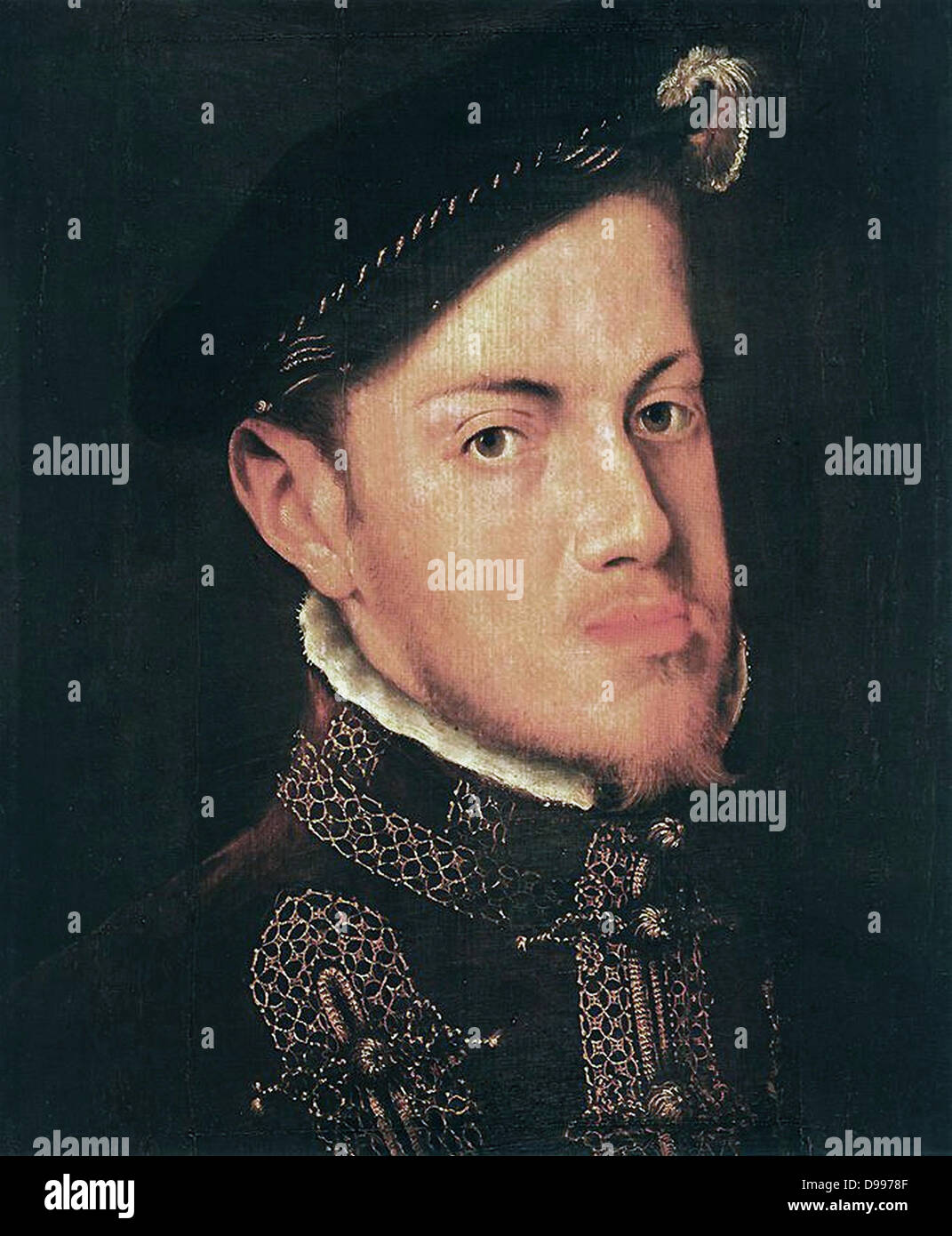 Philipp II. (21. Mai 1527 bis 13. September 1598) König von Spanien von 1556 bis 1598 König von Neapel, von 1554 bis 1598, king Consort von England (als Ehemann von Mary I) von 1554 bis 1558 König von Portugal und der algarves (wie Philip I) von 1580 bis 1598 und König von Chile von 1554 bis 1556. Stockfoto