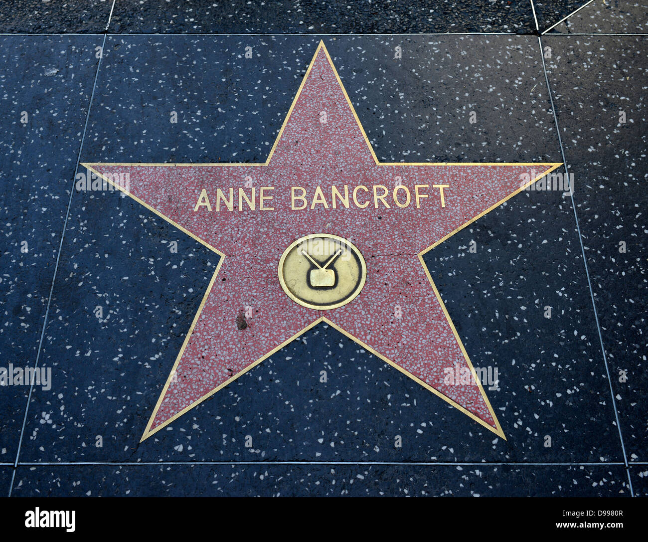 Terrazzo-Stern für Künstler Anne Bancroft, Kategorie Fernsehen, Trommeln of Fame, Hollywood Boulevard, Hollywood, Los Angeles, Cali Stockfoto