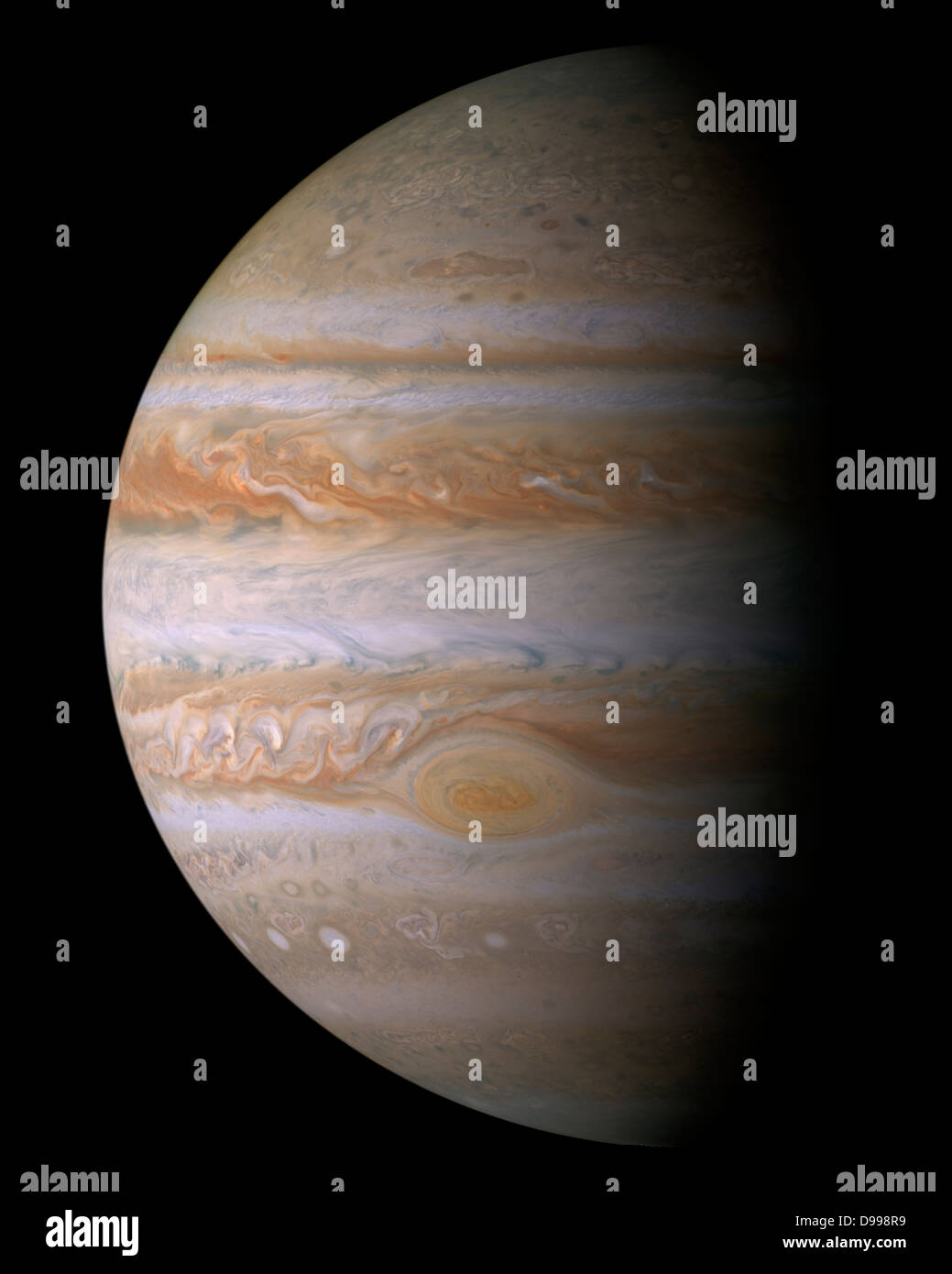 Diese true color Mosaik von Jupiter war von den Bildern von Cassini die engen Winkel Kamera an Bord der NASA am 29. Dezember 2000, bei der nächsten Annäherung an den riesigen Planeten gebaut. Stockfoto