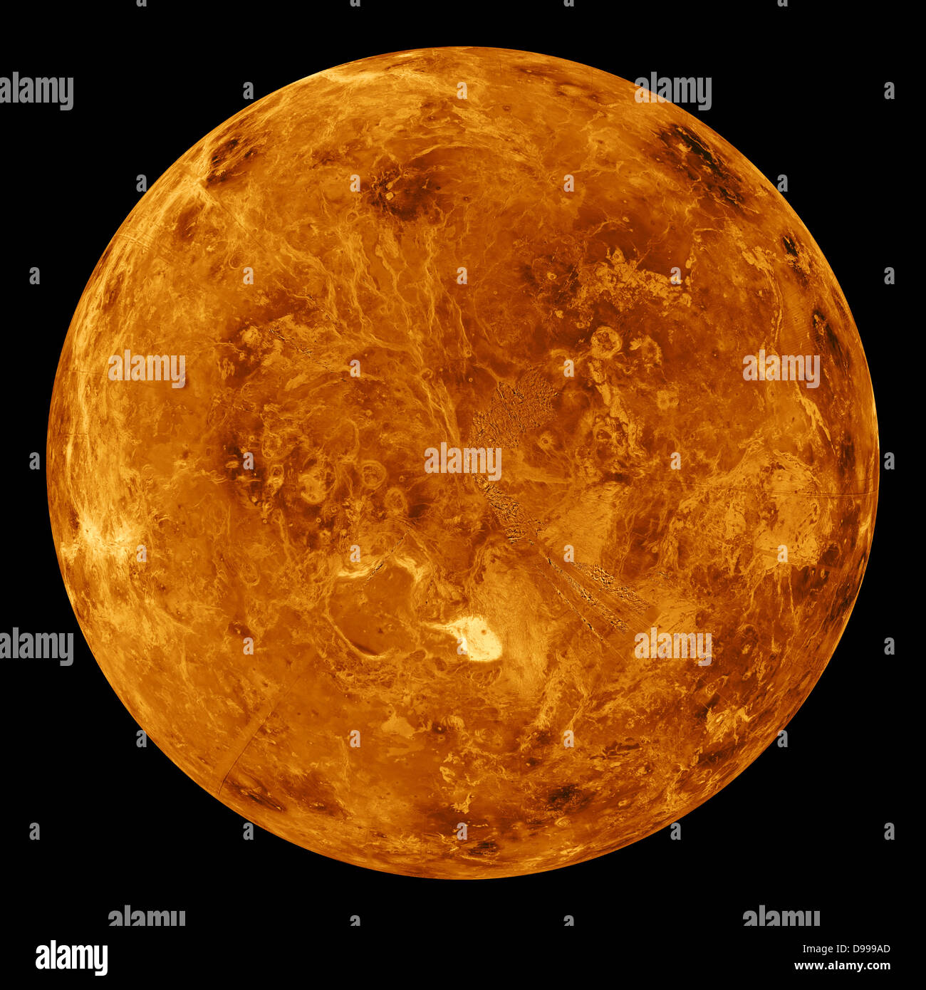 Der nördlichen Hemisphäre ist in diesem globalen Blick auf die Oberfläche der Venus angezeigt. Der Nordpol ist in der Mitte des Bildes. Magellan. Stockfoto