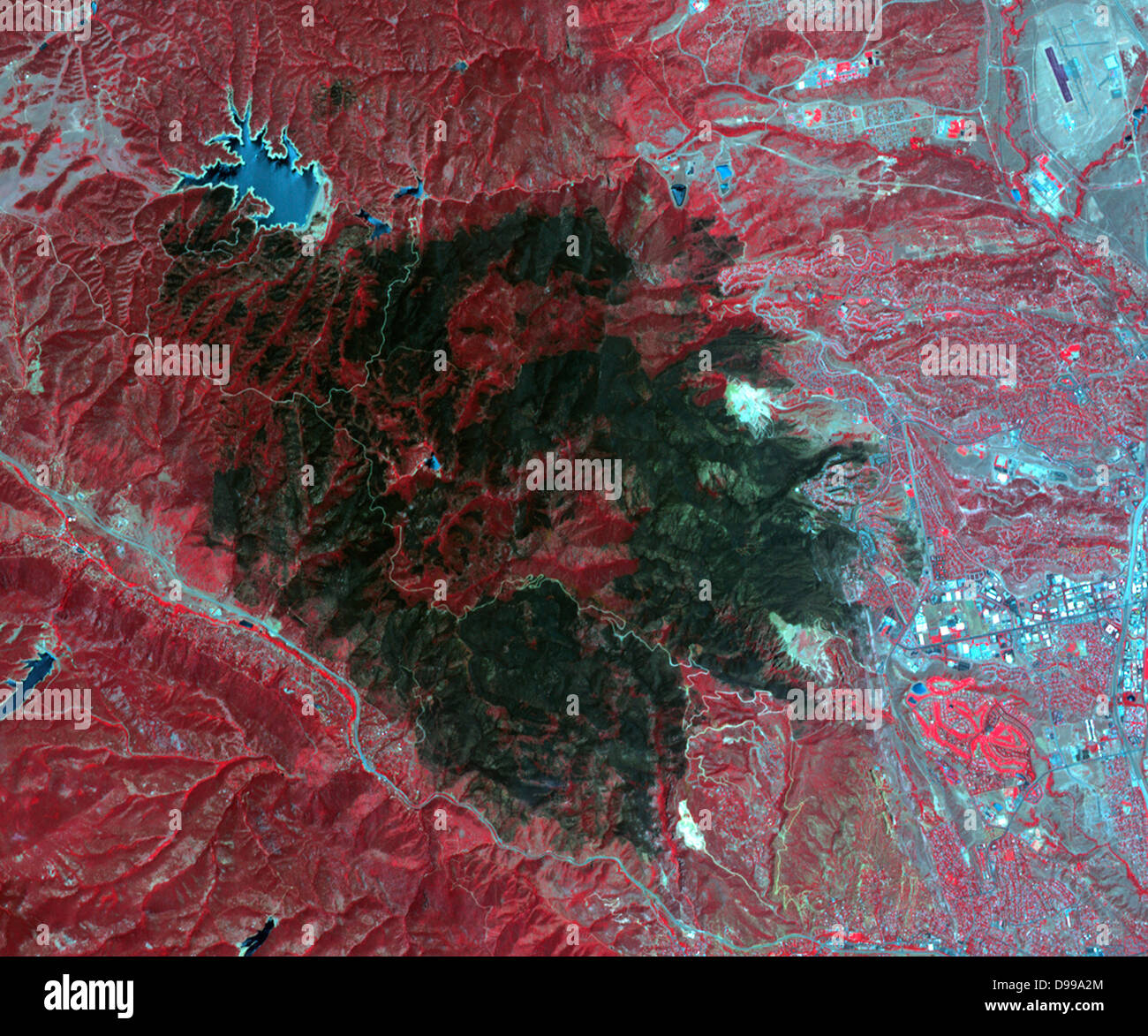 Die Waldo Canyon Fire, westlich von Colorado Springs, Colorado, wird das schlimmste Feuer in Colorado Geschichte bezeichnet. 6. Juli 2012. Stockfoto