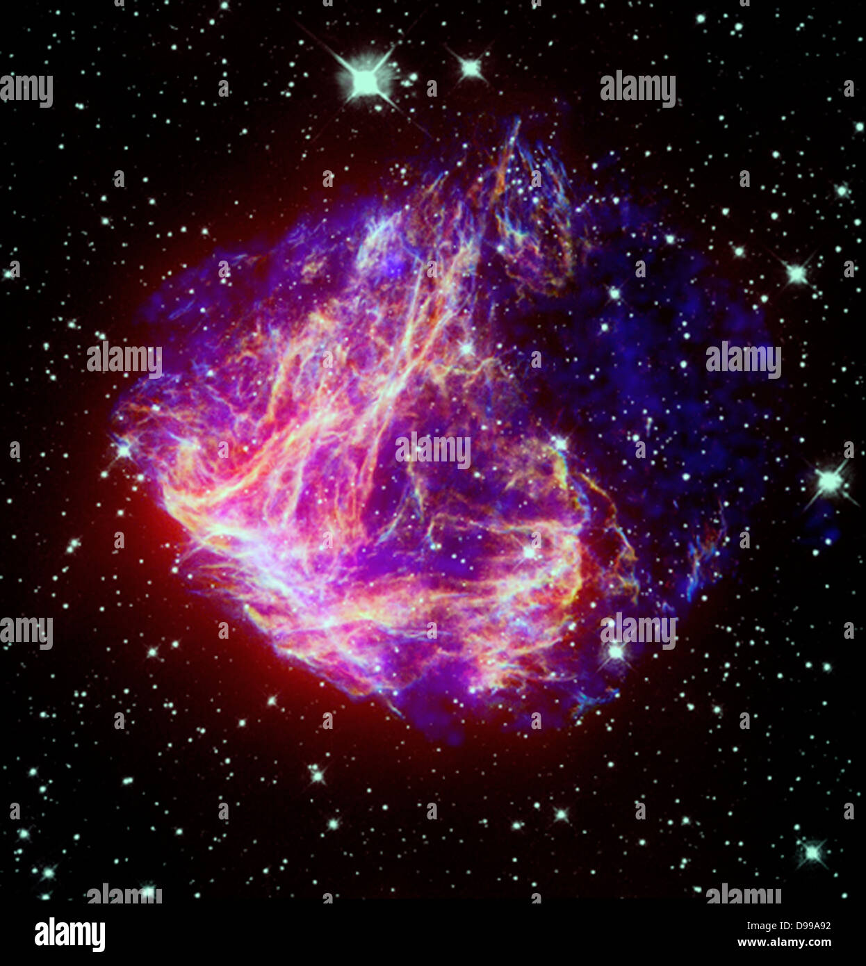 49°, der hellste Supernova Überrest im optischen Licht in der großen Magellanschen Wolke. Stockfoto