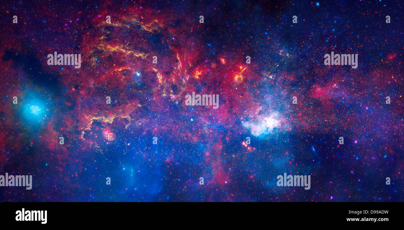 Der Zentralregion der Milchstraße Milchstraße. Spitzer, Hubble und Chandra. Stockfoto