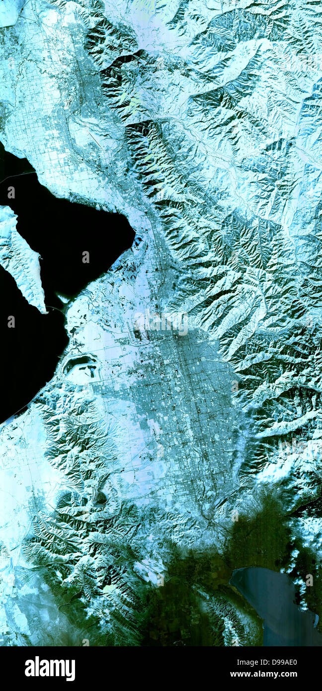 Die 2002 Winter Olympics, bewirtet von Salt Lake City. Ansicht der North Central Utah, die alle olympischen Standorte umfasst. Februar 8, 2001. Satellitenbild. Stockfoto