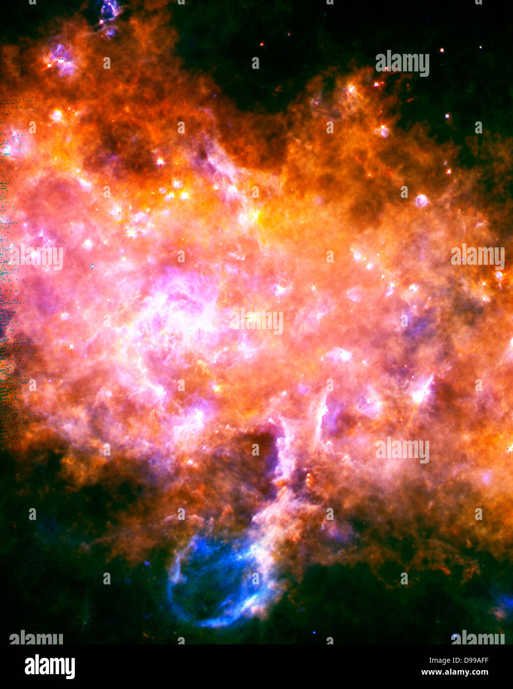 Dieses Bild ist auf der Suche nach einer Region unserer Milchstraße im Sternbild Adler, näher an das galaktische Zentrum als unsere Sonne. In der Mitte und an der linken Seite des Bildes, die zwei massive Sterne bilden Regionen G 29.9 und W43 sind deutlich sichtbar. Herschel. Stockfoto