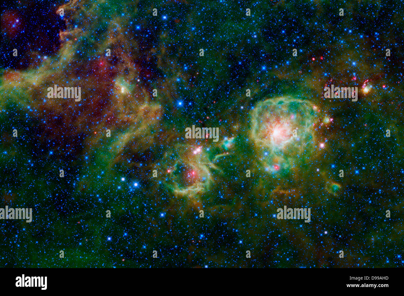 Ausbreitend über das Sternbild Vela ist ein Komplex von dunklen, dichten Wolken aus Gas und Staub. Der Komplex ist die Vela Molekülwolke Ridge genannt. Dieser Grat können Teil des Randes der Orion spiralarm unserer Milchstraße. Klug. Stockfoto