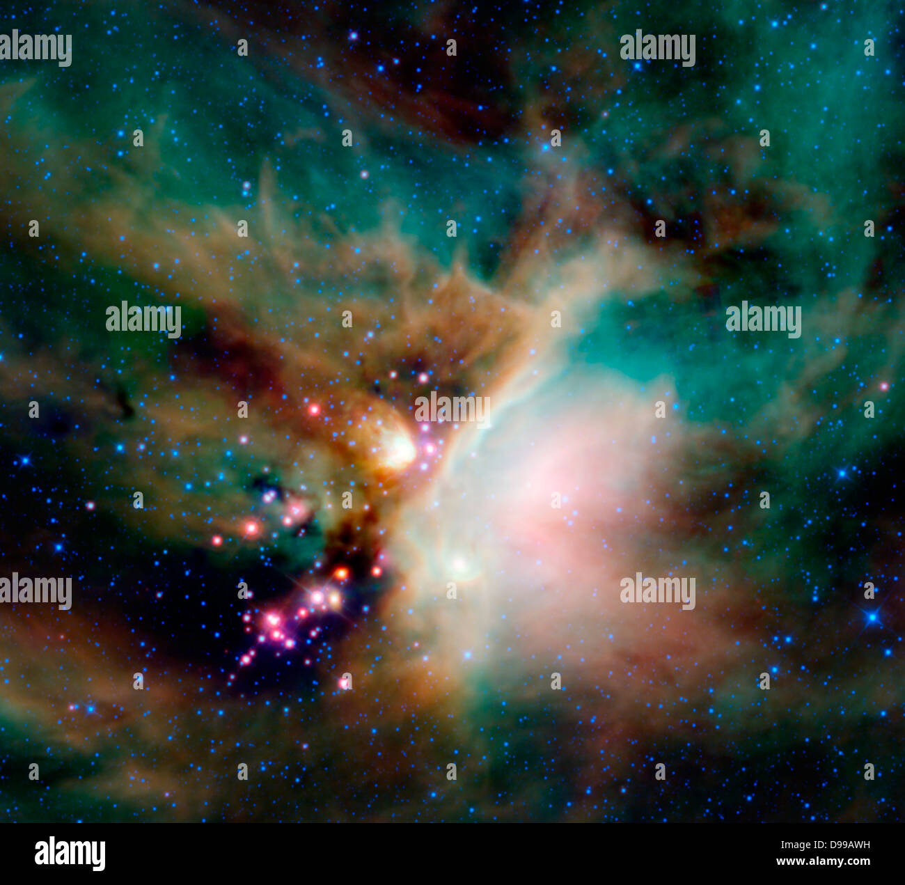 Der Rho Ophiuchi cloud Komplex aus die NASA-klug. Der Rho Ophiuchi cloud gefunden wird sich über die Ebene der Milchstraße am Nachthimmel, an der Grenze zu den Sternbildern Schlangenträger und Skorpion. Es ist einer der nächstgelegenen Sterne bilden Regionen der Erde. Stockfoto