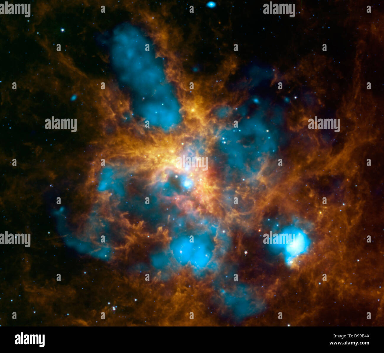 Die sternentstehungsregion, 30 Doradus, ist einer der größten befindet sich in der Nähe der Milchstraße und ist in die benachbarte Galaxie Große Magellansche Wolke gefunden. Spitzer. Stockfoto