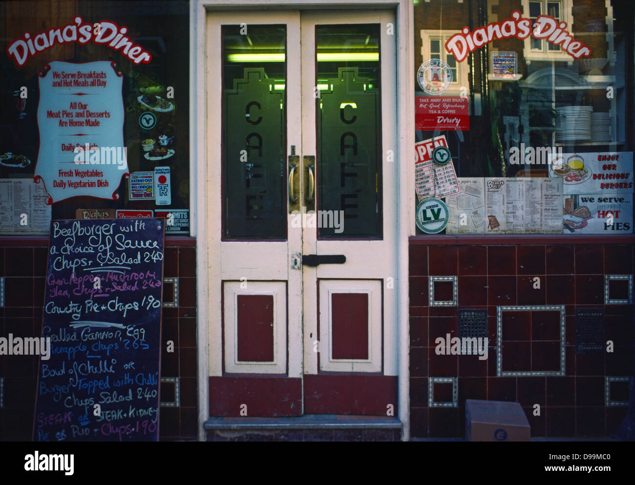 Dianas Diner in Endel Street, Covent Garden, London 1985 Stockfoto