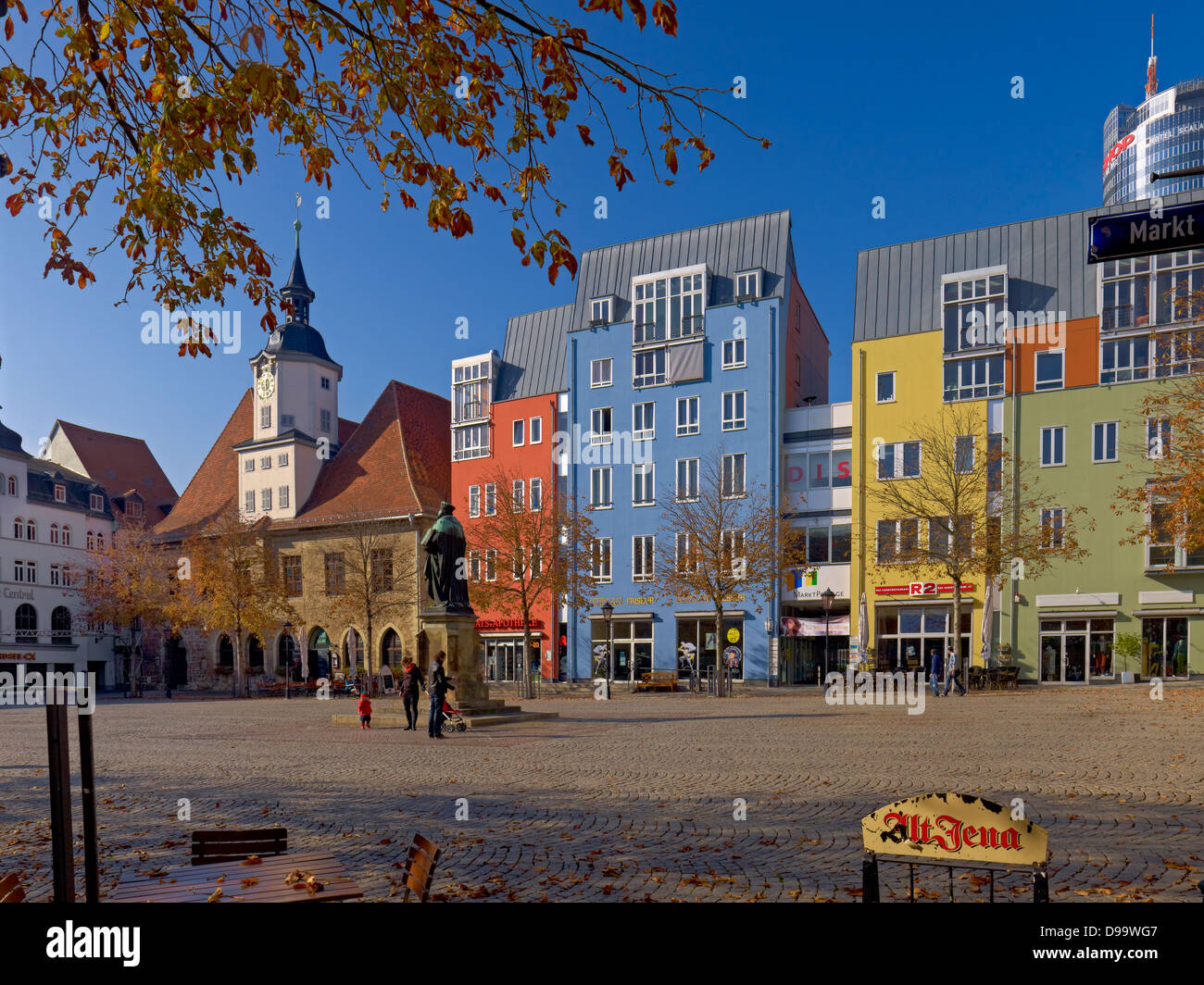 Marktplatz mit dem Rathaus in Jena, Thüringen, Deutschland Stockfoto