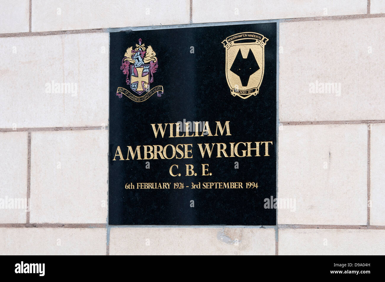 Billy Wright Memorial, Molineux, Wolverhampton, UK Stockfoto