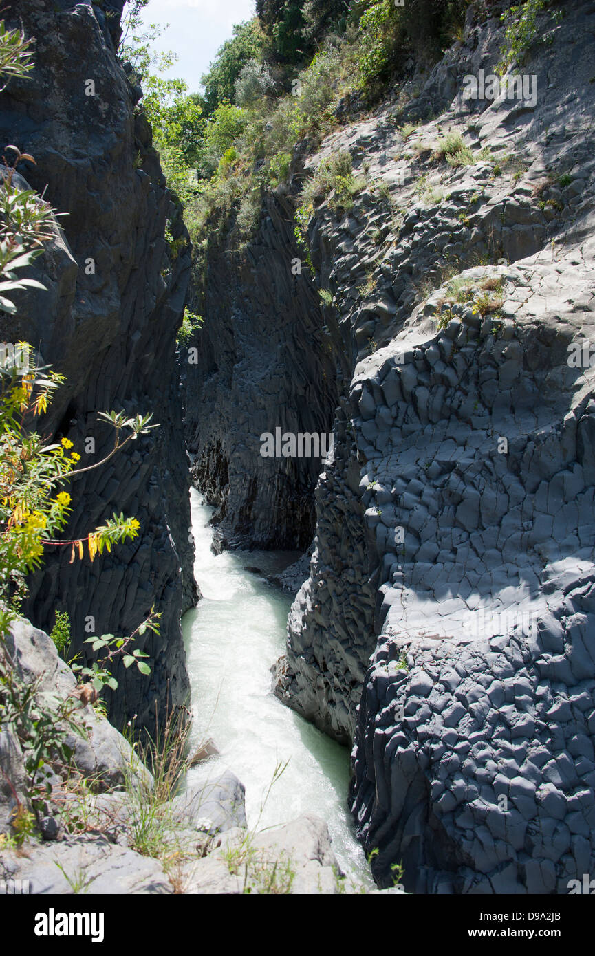 Alcantara Canyon, Fluss, Sizilien, Italien, Gole Dell Alcantara, Alcantara Schlucht, Fluss, Sizilien, Italien, Gole Dell Alcantara, Stockfoto