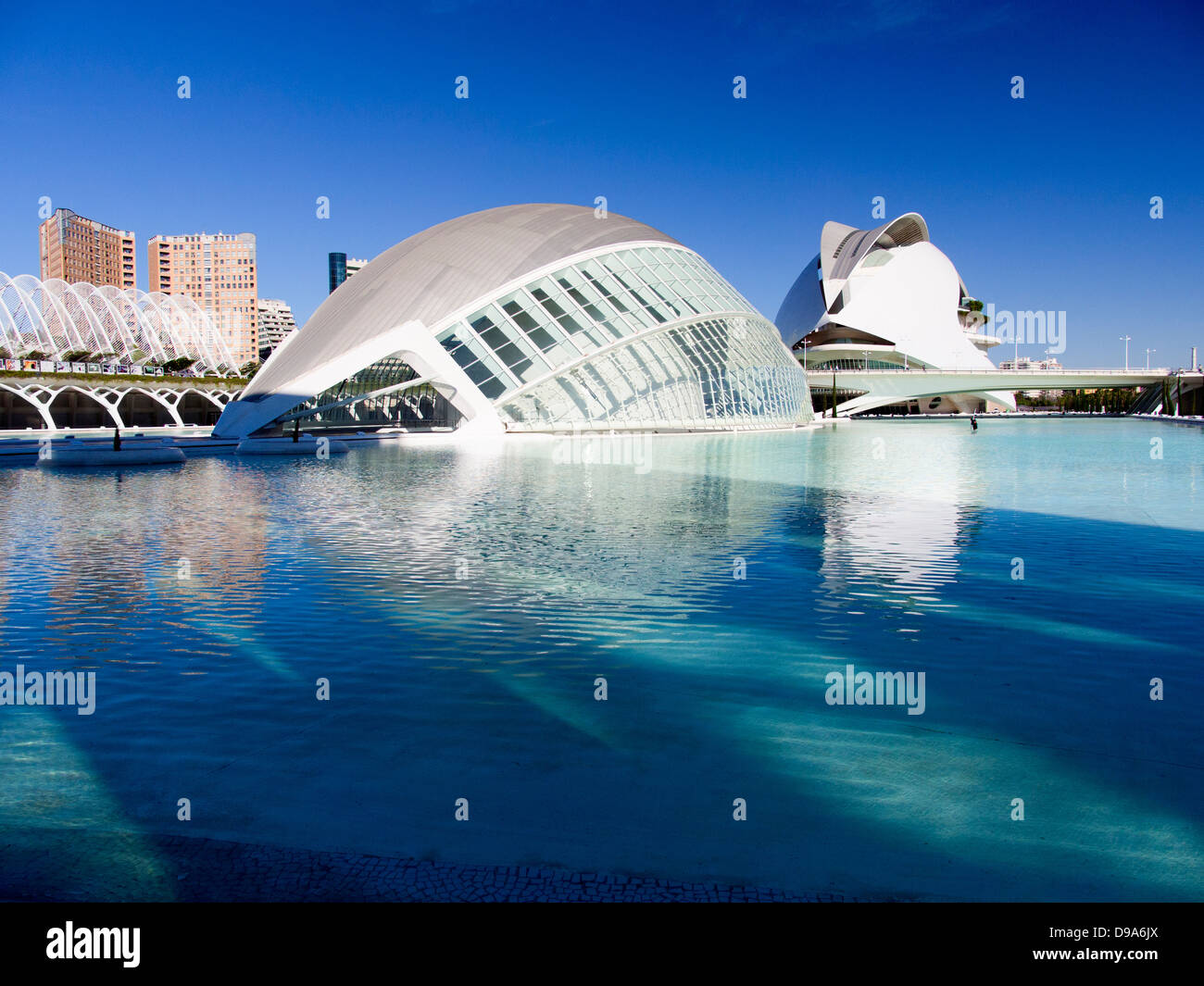 Valencias Ciudad de Las Artes y Las Ciencias, Spanien - das Hemisferic und Palau de Les Arts 4 Stockfoto