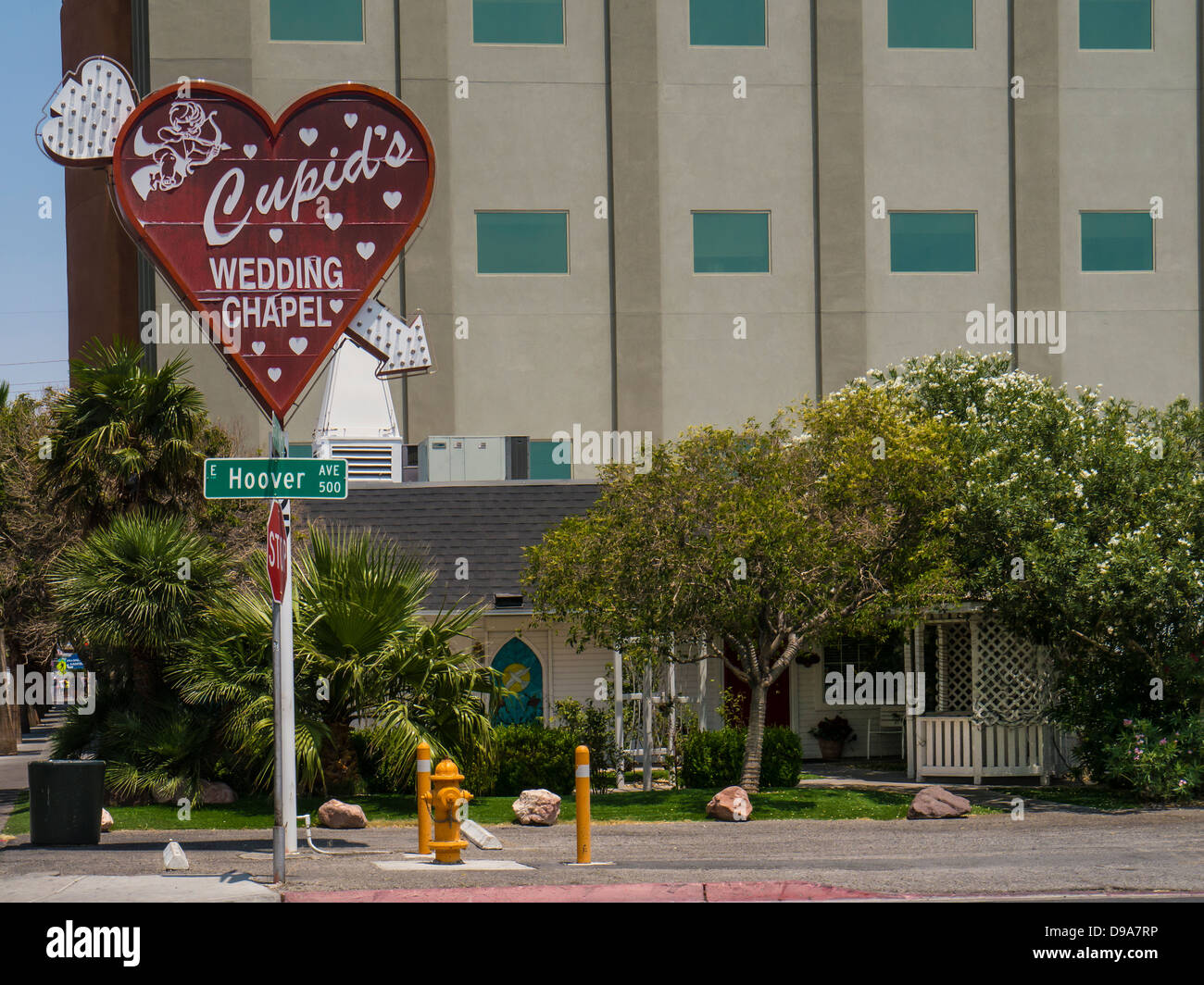 LAS VEGAS, NEVADA, USA - O3. JUNI 2013: Schild vor der Hochzeitskapelle von Amor in der Innenstadt Stockfoto