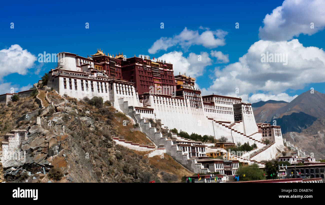 Tibet Wahrzeichen - Potala-Palast, wo Dalai Lama waren, Leben und arbeiten. Stockfoto