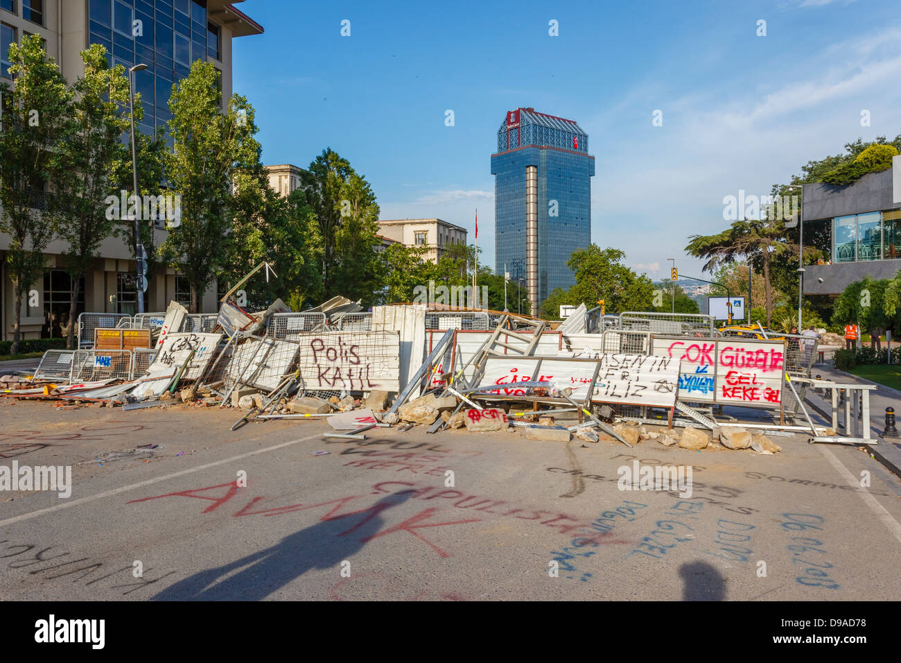 Barrikade während Taksim Gezi Park Proteste, Istanbul, Türkei Stockfoto