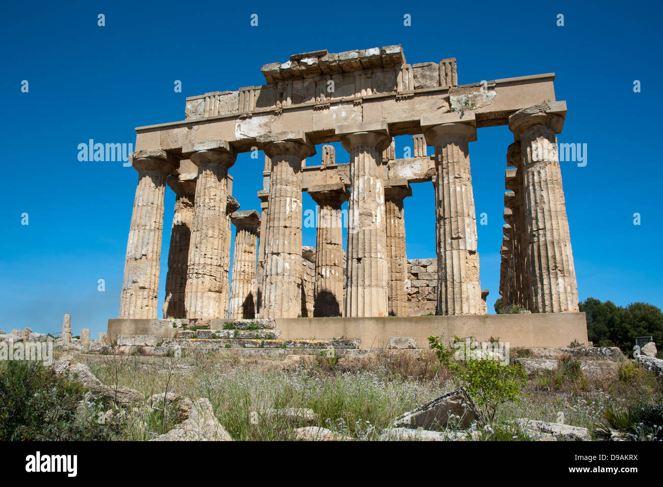 Tempel der Hera Tempel E Selinunte Sizilien Italien Hera-Tempel Tempel E Selinunt Sizilien Italien Selinunte Hera Tempel gruppierten Stockfoto