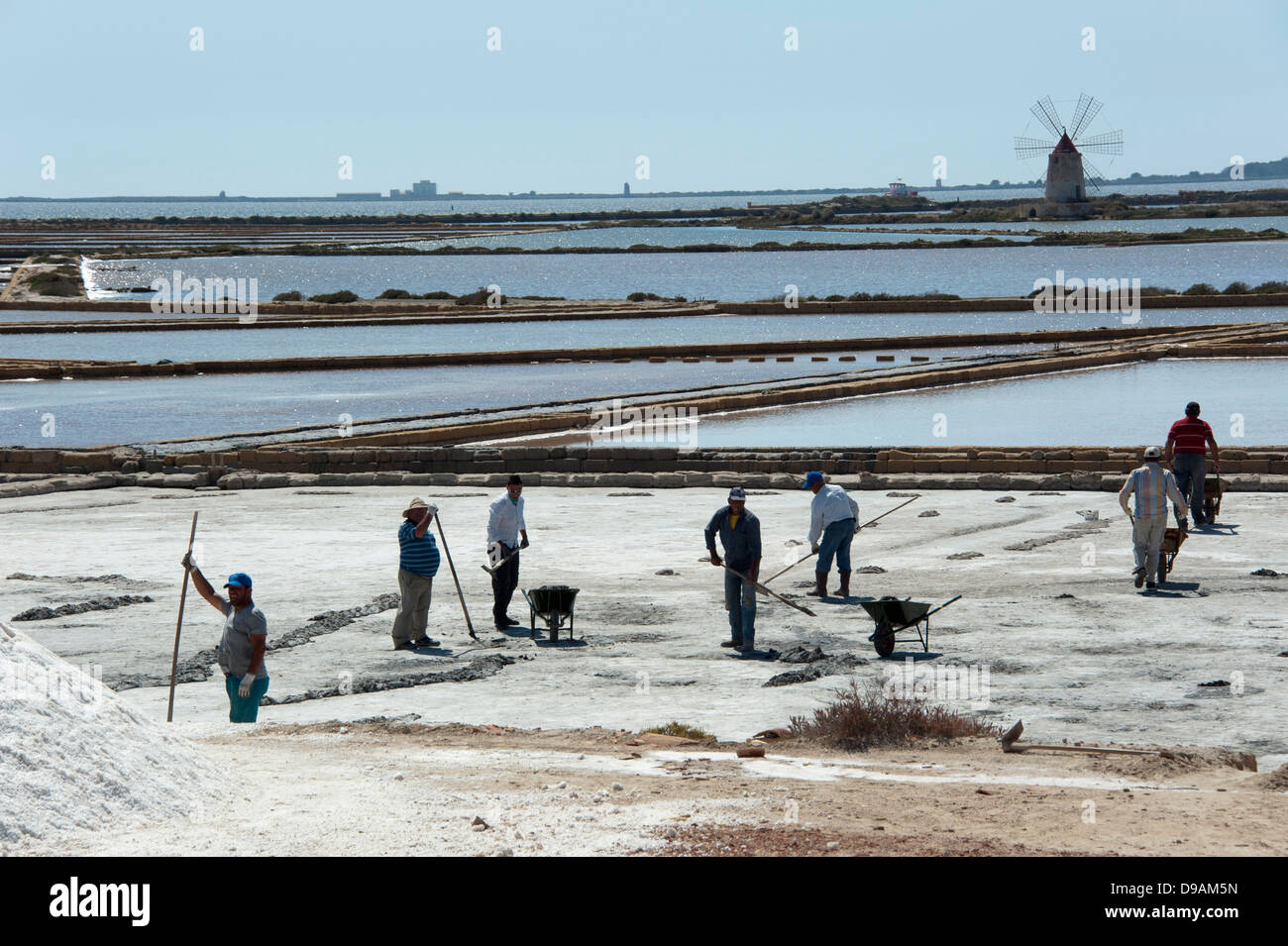 Salinen von Marsala, Provinz Trapani, Sizilien, Italien, Salinensee von Marsala, Provinz Trapani, Sizilien, Italien Stockfoto