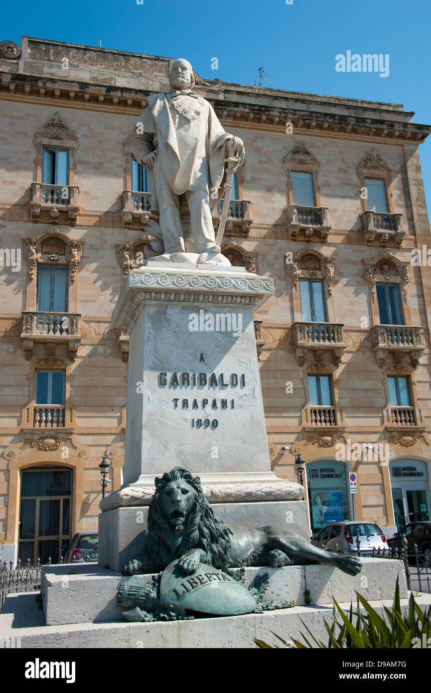 Statue von Garibaldi, Trapani, Sizilien, Italien, Statue von Garibaldi, Trapani, Sizilien, Italien Stockfoto