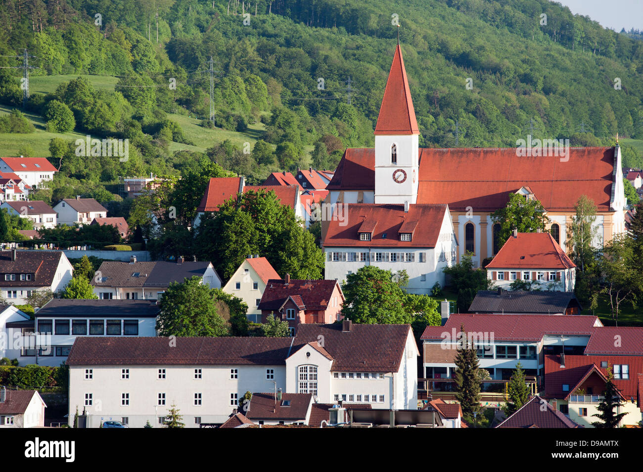 Blick auf Unterkochen, Aalen, Baden-Württemberg, Deutschland, Blick Auf Unterkochen, Aalen, Baden-Württemberg, Deutschland, Marienw Stockfoto