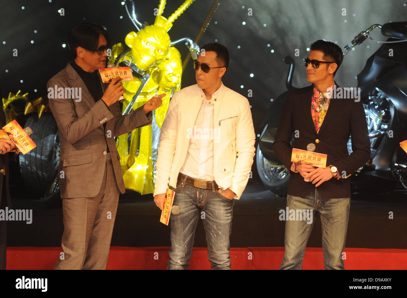 Chow Yun Fat, Aaron Kwok und Donnie Yen bei Pressekonferenz des Films The Monkey King in Shanghai, China am Sonntag, 16. Juni 2013. Stockfoto