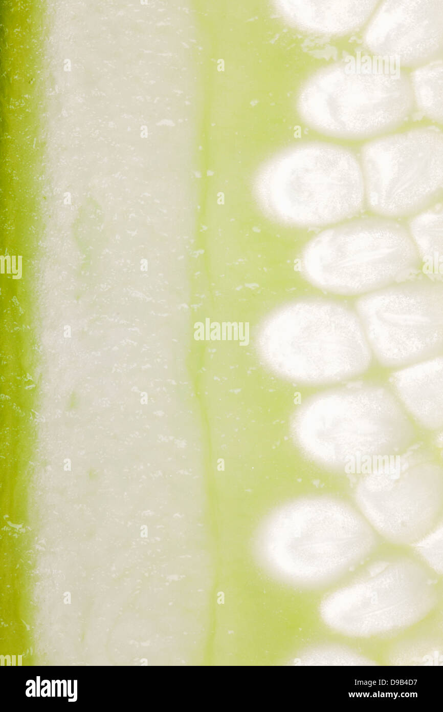 Stück grüne Gurke Hintergrund oder Bio-Lebensmittel-Textur Stockfoto