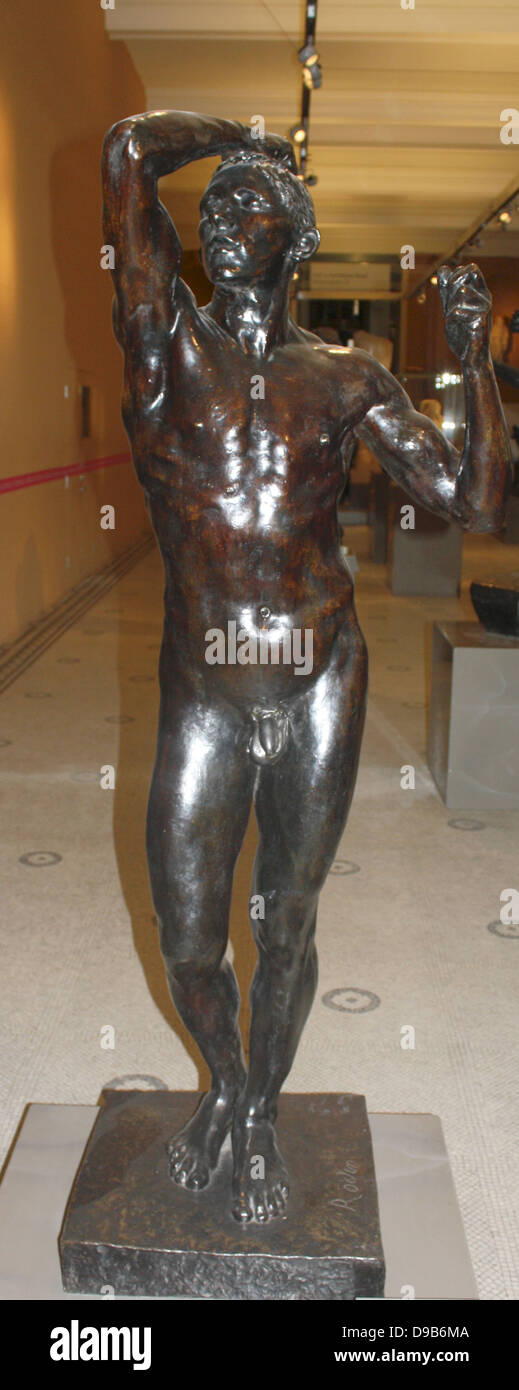 Auguste Rodin (1840-1917) Das Alter der Bronze, modelliert über 1876-7. Wenn er zum ersten Mal in Paris ausgestellt, das Rodin wurde fälschlicherweise beschuldigt, die Statue mit einem lebenden Modell, das er energisch bestritten. Stockfoto