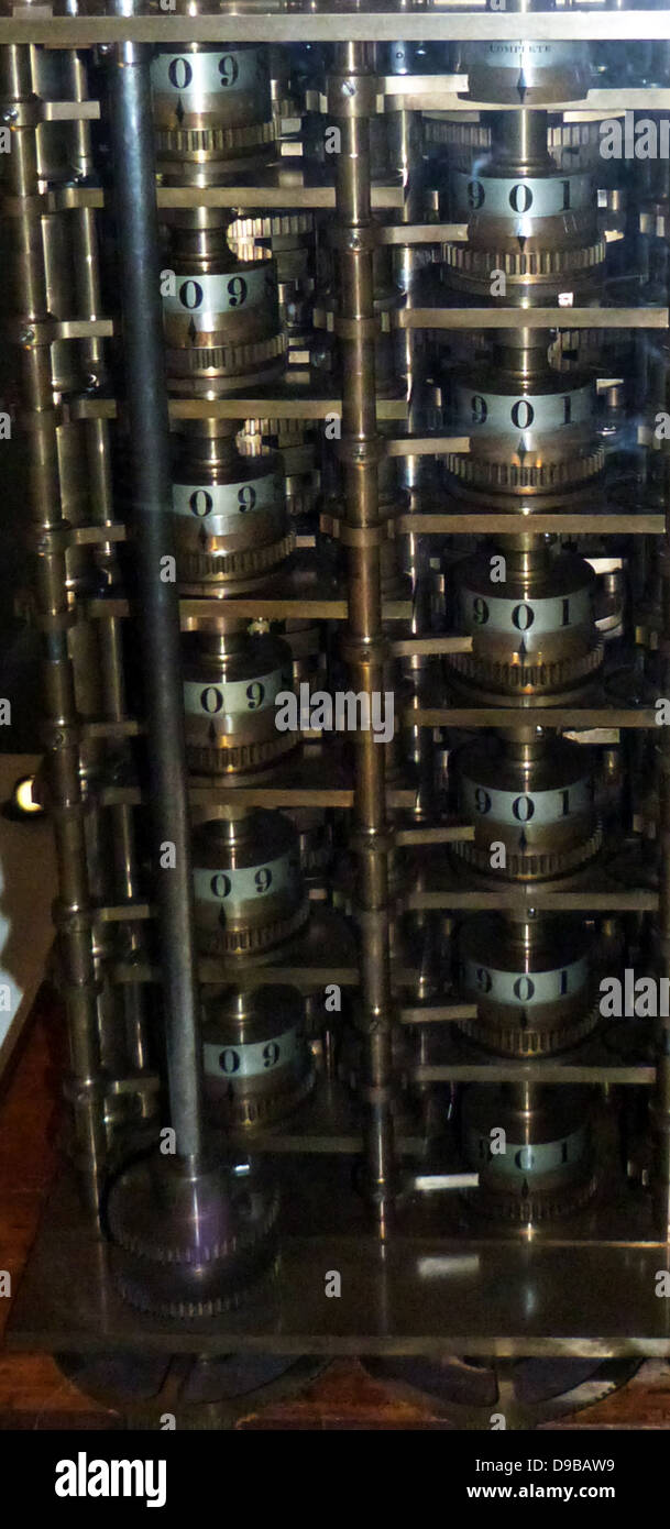 Die babbage Difference Engine, Nr. 1, 1832. Charles Babbage (1791-1871), ein englischer Ingenieur, der das Konzept eines programmierbaren Computer stammt. In 1991, ein perfekt funktionierendes Difference Engine wurde von seinen ursprünglichen Plänen gebaut, was darauf hinweist, dass Stockfoto