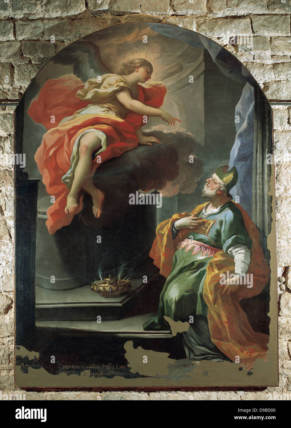 Andrea Miglionico (1663-1718). Verkündigung an Sankt Zacharias durch den Erzengel Gabriel die Geburt seines Sohnes Johannes der Täufer Stockfoto