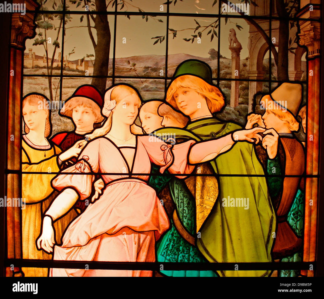 Apartment Fenster. La Danse des Fiancailles (das Einrücken Ball). Von Eugene Oudinot (1827-1889) Französisch (Passy), datiert 1885 ausgeführt. Der Spender war die Witwe von Isaac Bell, ein prominenter New Yorker, in der zweiten Hälfte des letzten Jahrhunderts. Stockfoto