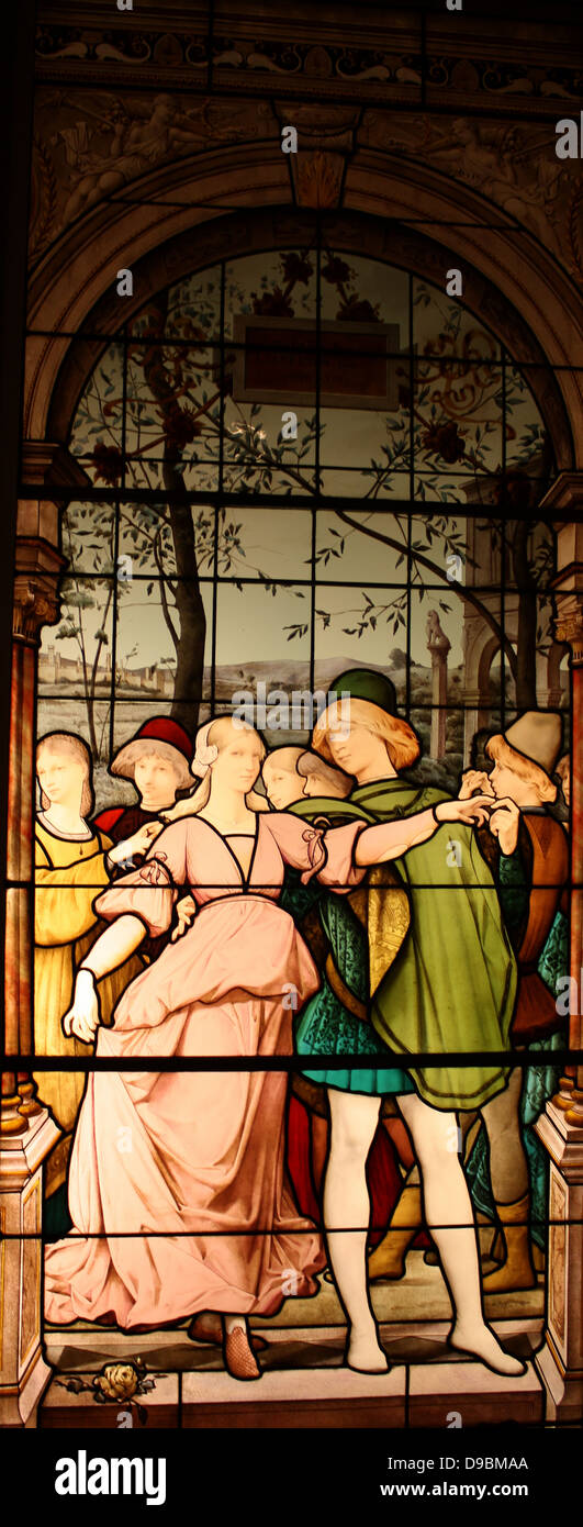 Apartment Fenster. La Danse des Fiancailles (das Einrücken Ball). Von Eugene Oudinot (1827-1889) Französisch (Passy), datiert 1885 ausgeführt. Der Spender war die Witwe von Isaac Bell, ein prominenter New Yorker in der zweiten Hälfte des letzten Jahrhunderts. Stockfoto