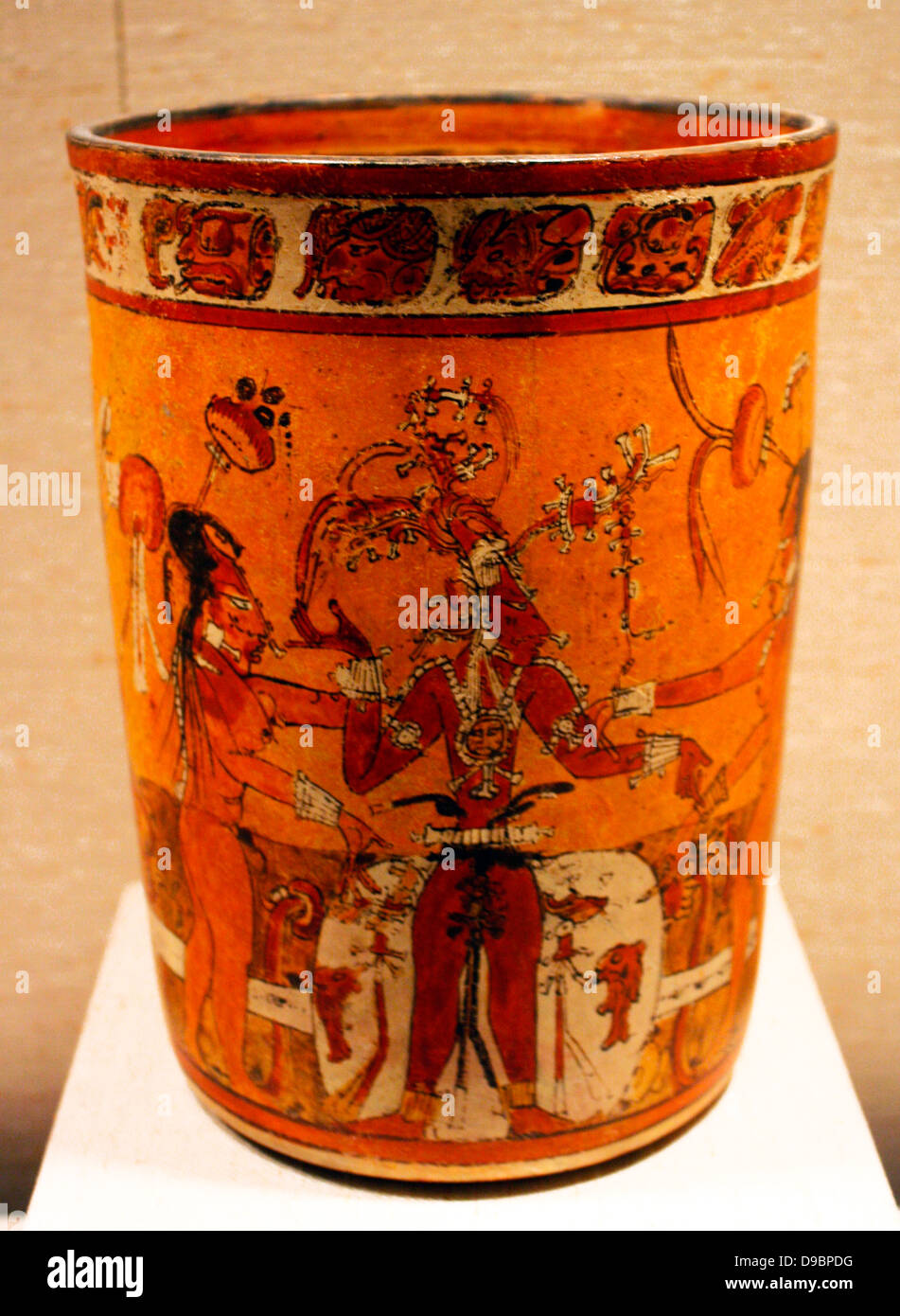 Schiff mit jungen Mais Gott.  Maya in Guatemala.  8.-9. Jahrhundert.  Keramik. Stockfoto