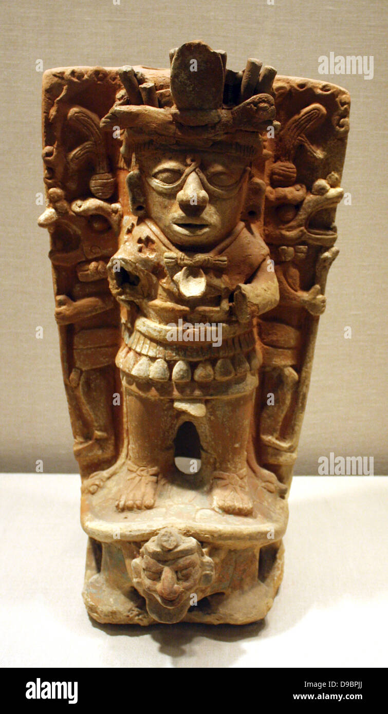 Räuchergefäß Unterstützung, Mexiko, mesoamerikanischen 8.-9. Jahrhundert.  Ceremic. Stockfoto