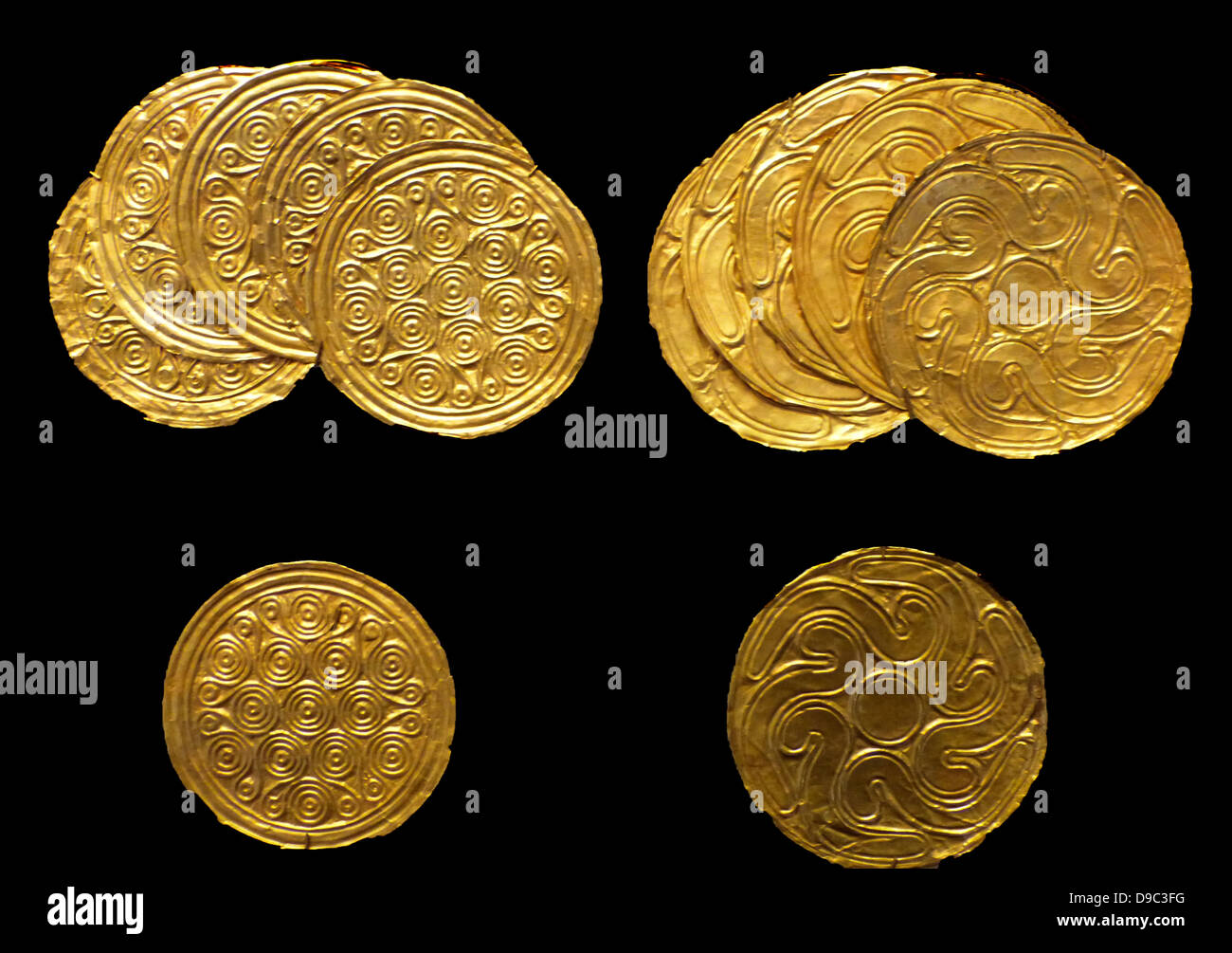 Gold Rondelle Darstellung Blätter in Ruhe Stockfoto
