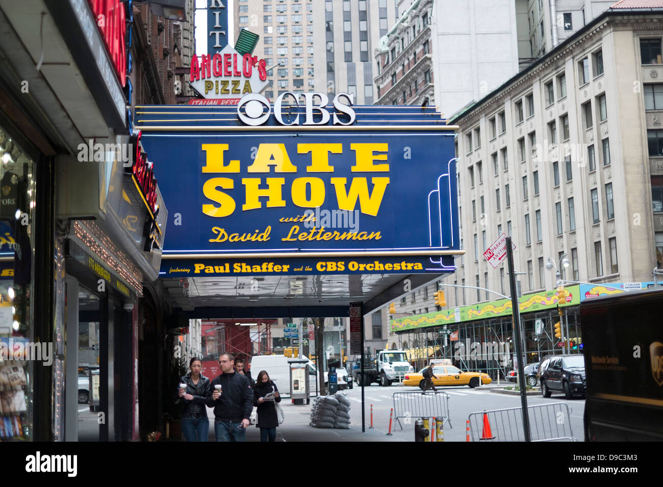 Die LateShow Ed Sullivan Theater an der Ecke Broadway und 53rd Street in Midtown Manhattan Stockfoto