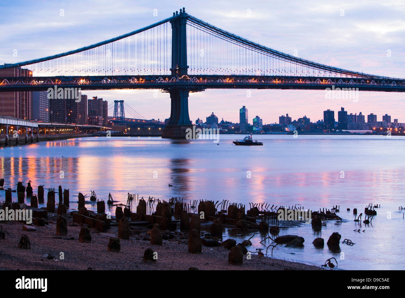 Manhattan Brücke bei Sonnenuntergang, New York City, USA Stockfoto