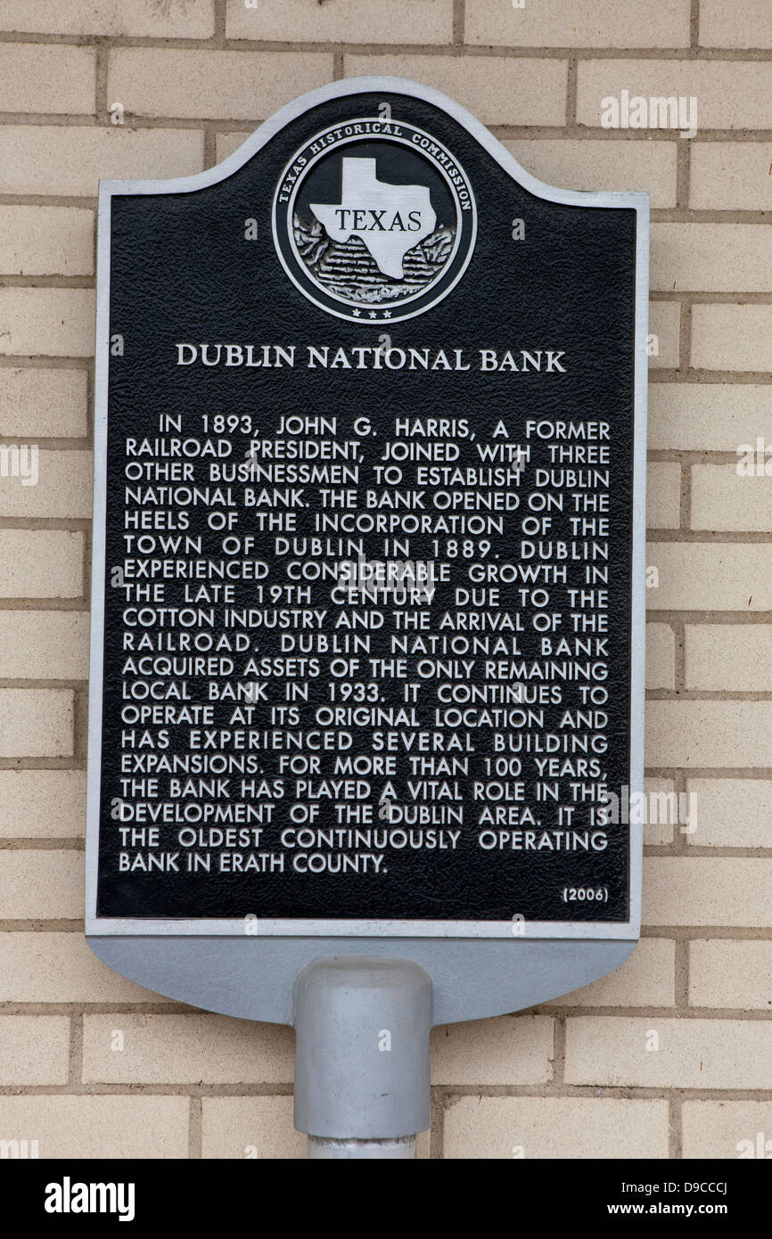 DUBLIN Nationalbank im Jahre 1893, John G. Harris, einer ehemaligen Eisenbahn-Präsident trat mit drei anderen Geschäftsmännern, Dub zu etablieren Stockfoto