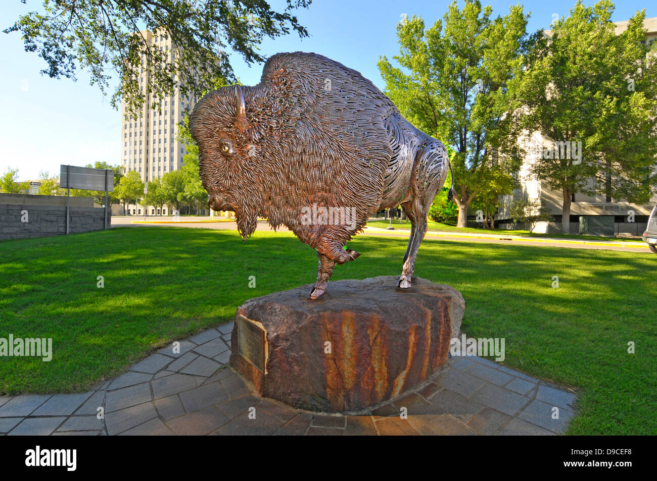 Büffel Statue North Dakota State Capitol Bismarck ND Stockfoto