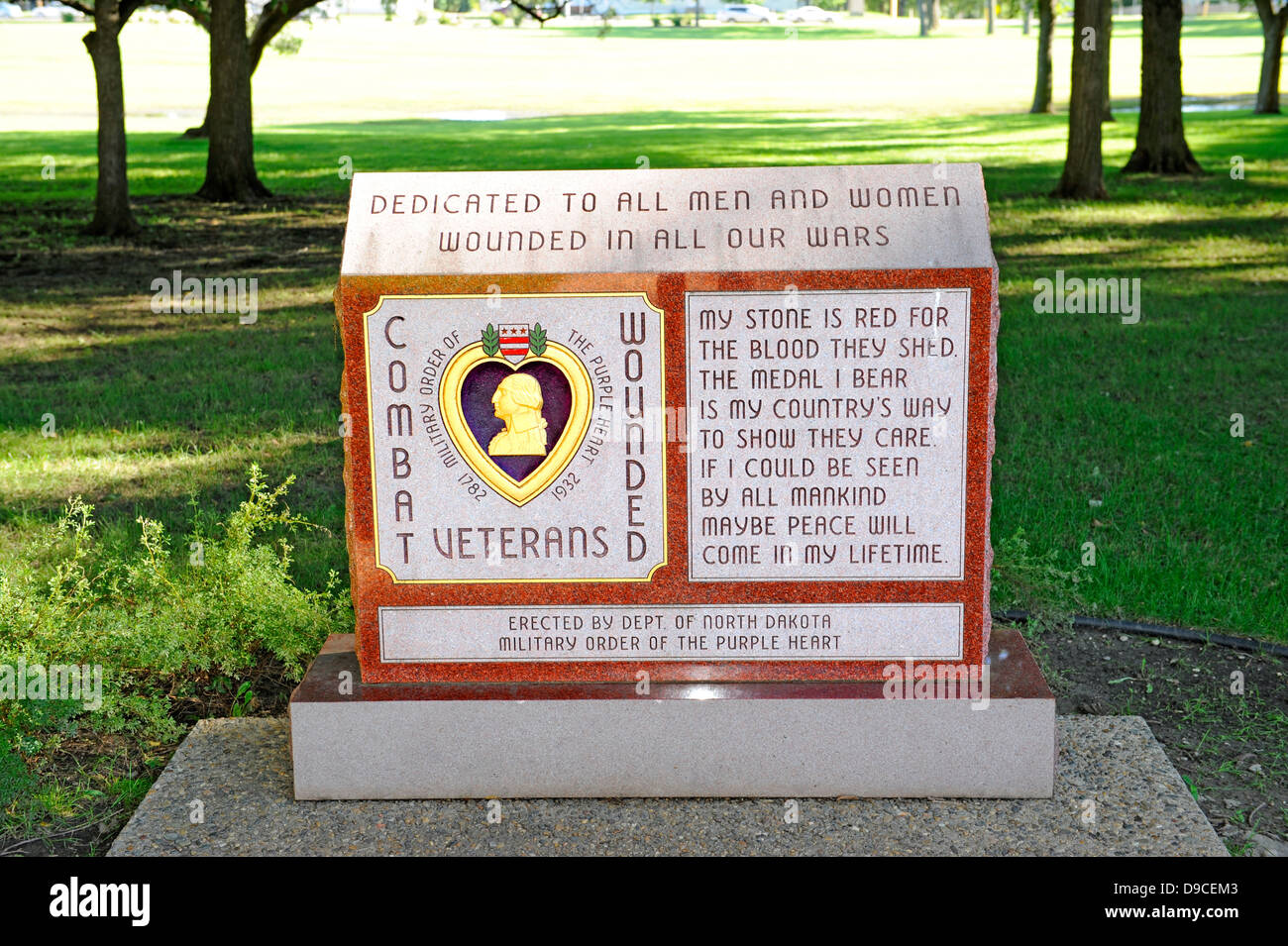 Verwundete Krieger Denkmal North Dakota State Capitol Bismarck ND Stockfoto