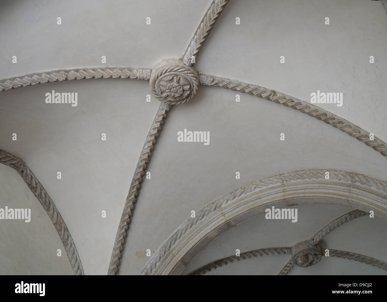 Detail des Dogenpalastes Innenhof, Venedig. Im venezianischen Stil erbaut der Palast war die Residenz des Dogen von Venedig (die höchste Autorität der rublic von Venedig). Es ist jetzt offen als Museum. Stockfoto