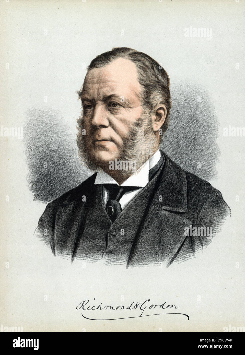 Chalres Gordon-Lennox, 6. Herzog von Richmond (1818-1901) c 1880, Englischer konservativer Politiker und Adligen. Getönte Lithographie, c 1880. Stockfoto