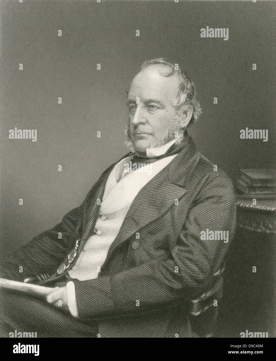 Spencer Horatio Walpole (1808-1898), englischer Rechtsanwalt und Whig und liberale Politiker. Er diente als Innenminister dreimal in der Lord Derbys Verwaltungen, 1822, 1858-1959 und 1866. Gravur. Stockfoto