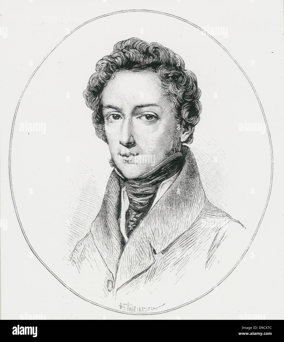 Frederic Chopin (1809-1849), polnischer Komponist und Pianist, der andere Auswanderer in Paris im Jahre 1831 beigetreten. Er nahm die französische Staatsbürgerschaft im Jahr 1835. Gravur. Stockfoto