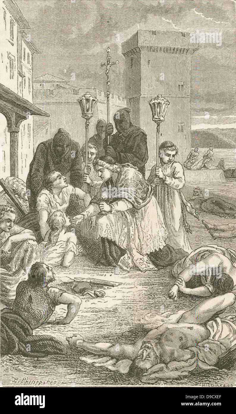 Bischof Belzunce Betreuung der Opfer der Pest in Marseille, Frankreich, im Jahre 1720 Stockfoto