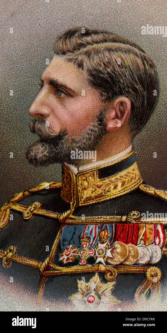 Ferdinand von Rumänien (1865-1927) in Militäruniform.  König von Rumänien aus dem Jahr 1914.  Ersten Weltkrieg. Farblitho. Stockfoto