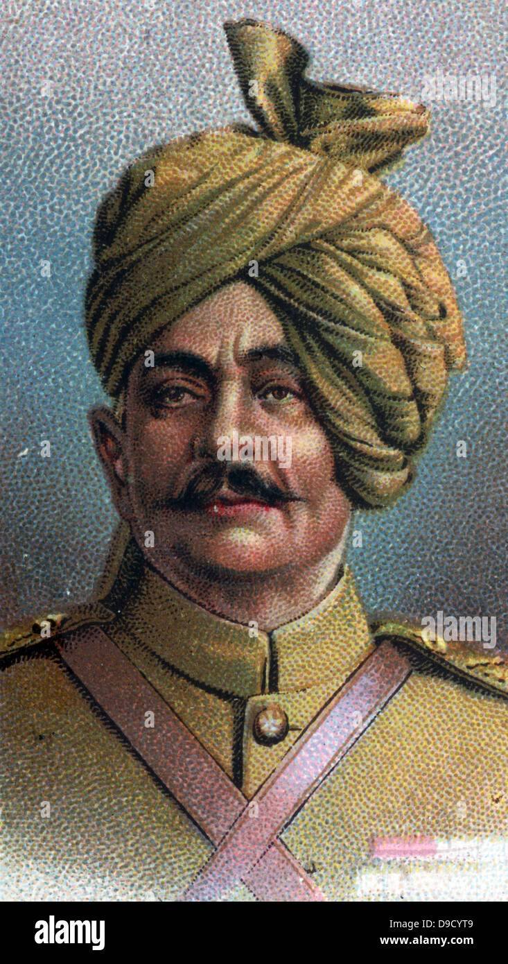 Allgemeine Sri Pratap Singh Sahib Bahadur von Idar (1845-1922) Maharaja von Idar, Offizier in der Britischen Armee. Geboten indische Regimenter während des Ersten Weltkrieges. Chromolithograph. Stockfoto