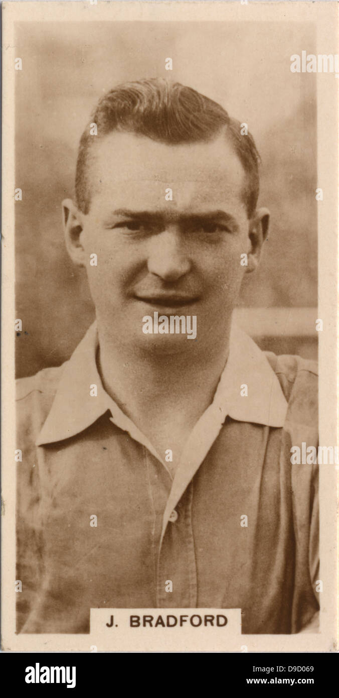 Joseph Joe Bradford (1901-1980), englischer Fußballspieler sein Debüt für Birmingham City F.C im Jahre 1920 im Alter von 19 Jahren zählte 267 Ziele in 445 und gewinnt 12 Kappen für England, zählte sieben Ziele. Foto. Stockfoto