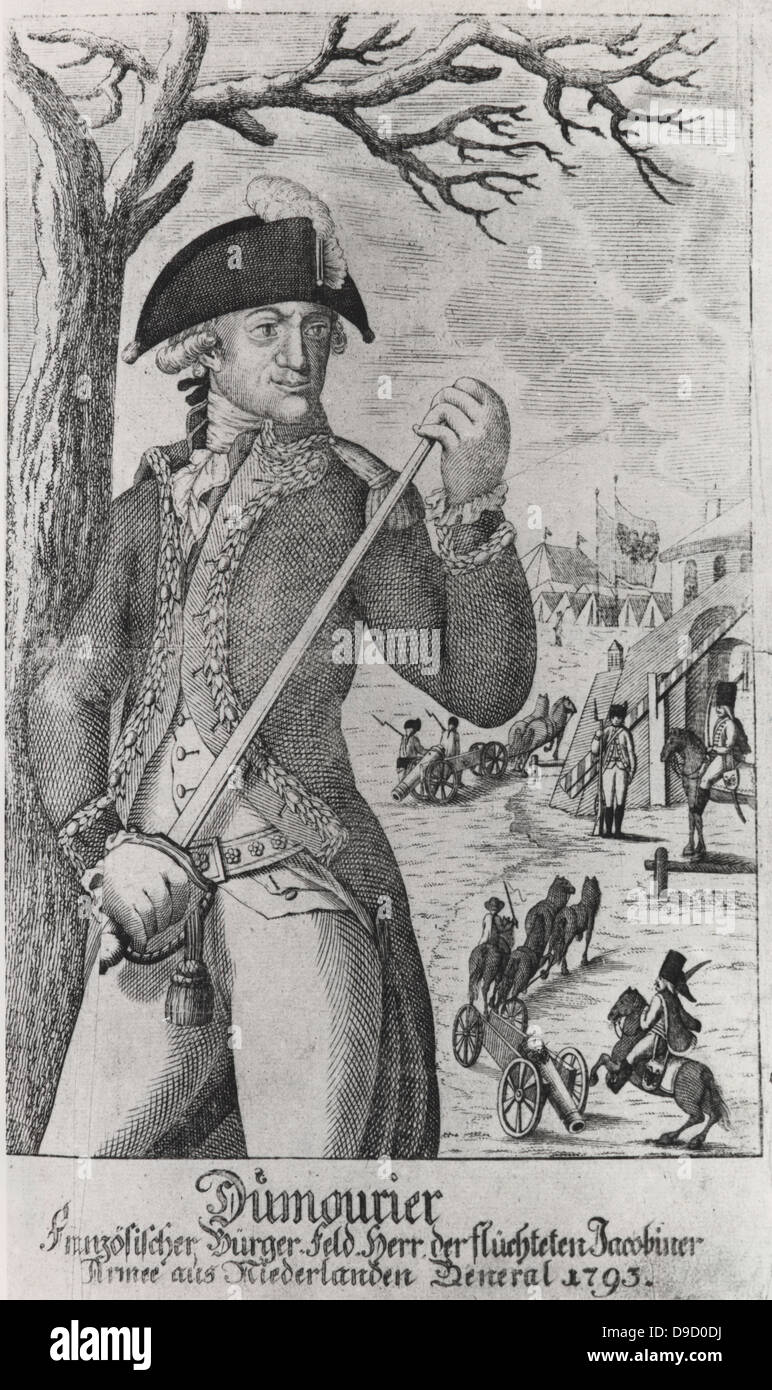 Charles-Francois du Perier Dumouriez (1739-1823), französischer Revolutionär, General der französischen Revolutionäre Armee. In 1793 und 1804 wechselten sich in England. Gravur. Stockfoto